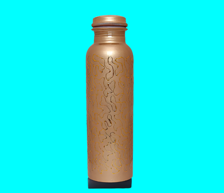 Handcrafted Engraved Copper Bottle Gift Set β Pure Copper Water Bottle with 2 Copper Glasses in Velvet Box | Ayurvedic Wellness & Luxury Gift