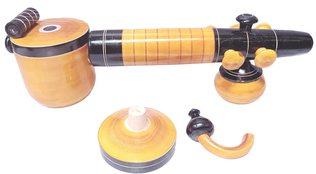 FP Eco Friendly Eucalyptus Wooden Veena Home Decor Showpiece (9 cm x 9 cm x 27 cm, Brown) Decorative Showpiece - 30 cm