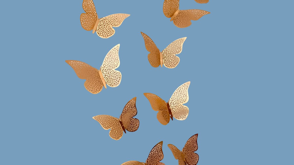 Xtore® 12pcs 3D Home Decor Butterfly with Sticking Pad (Shimmer Golden, Set of 12)