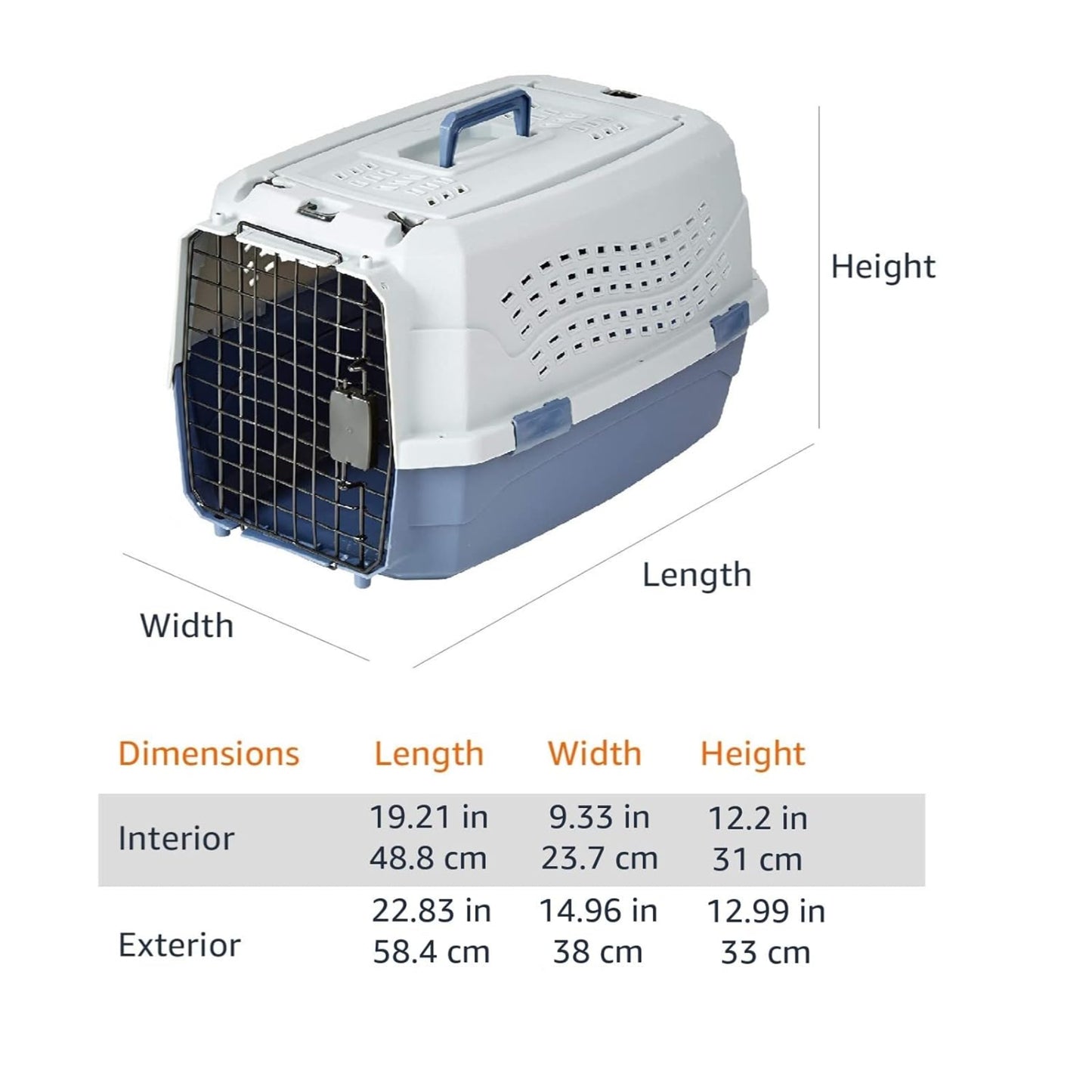 FP Two Door Top Load Pet Carrier, Small Size |19-inch | Portable Airline Pet Carrier for Cats, Puppies and Kitten | Small