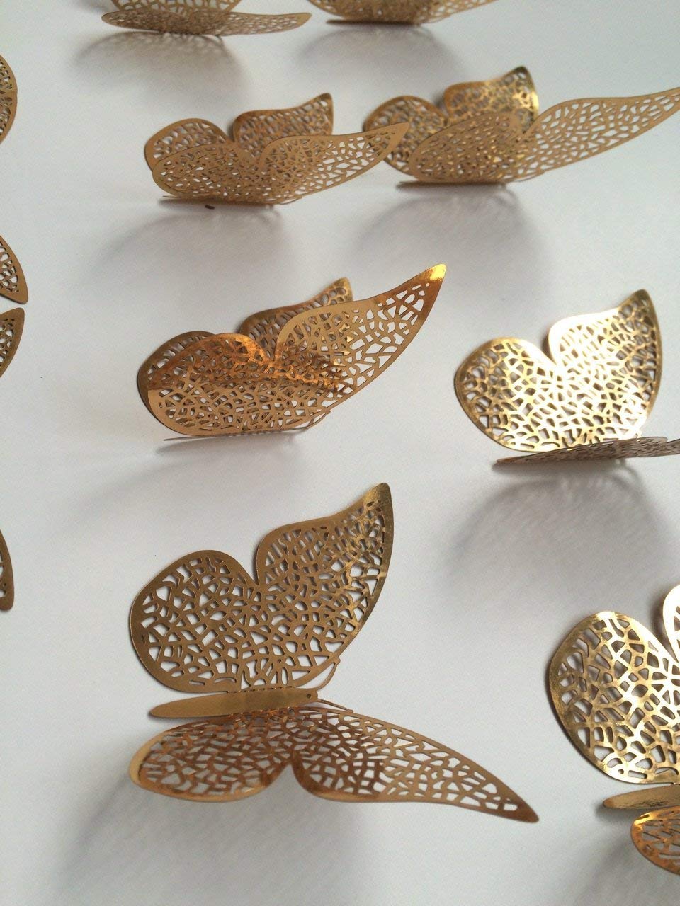Xtore® 12pcs 3D Home Decor Butterfly with Sticking Pad (Shimmer Golden, Set of 12)