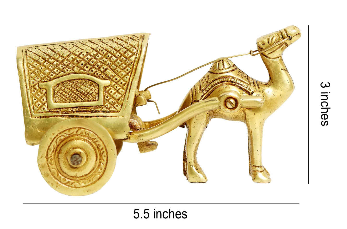 Handicrafts Brass Metal Traditional Camel cart Decorative showpiece Vintage Style Table Decor Village Animal cart for Home Decor Yellow (Size-Medium)