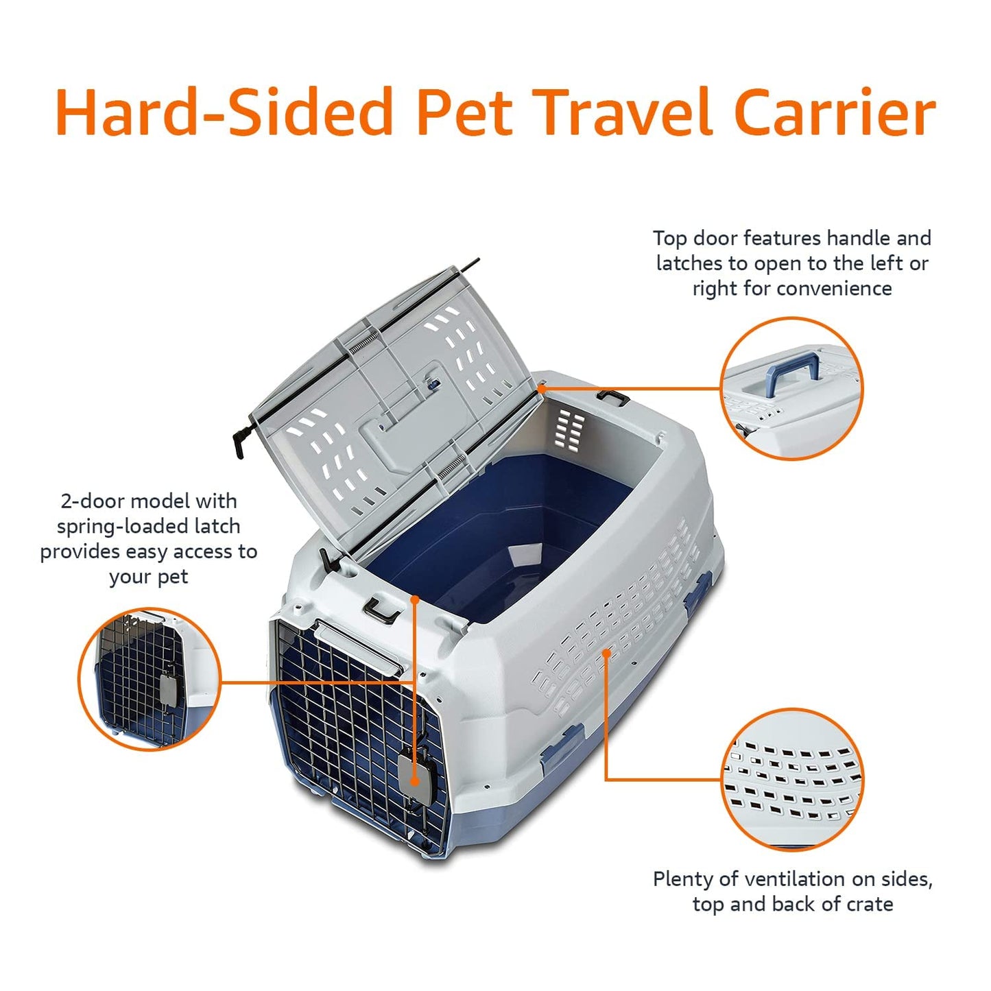 FP Two Door Top Load Pet Carrier, Small Size |19-inch | Portable Airline Pet Carrier for Cats, Puppies and Kitten | Small