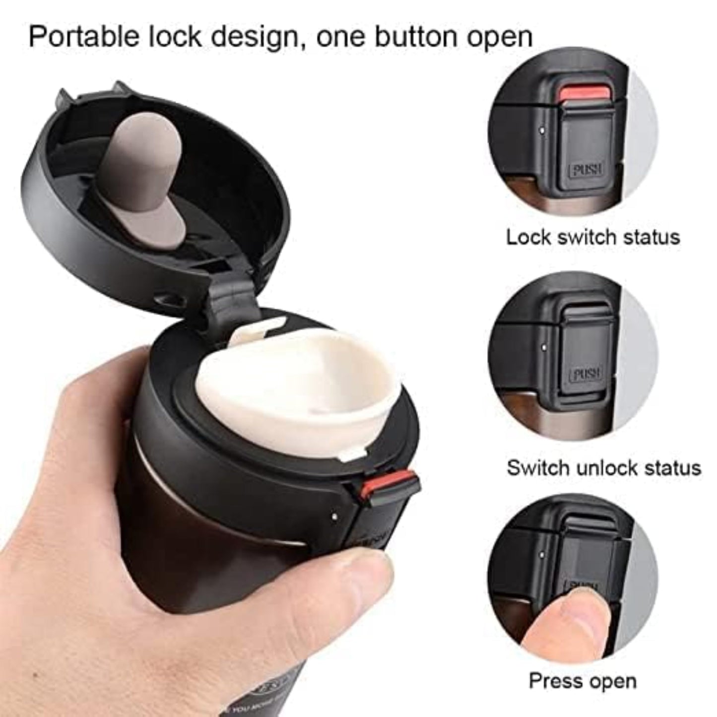Stealth Coffee Mug 400 ML Midnight Black Vaccum Isulated Stainless Steel Tea Coffee Mug Thermos Flask Travel Mug | Tumbler with Flip Lid Mesh Filter Hot and Cold