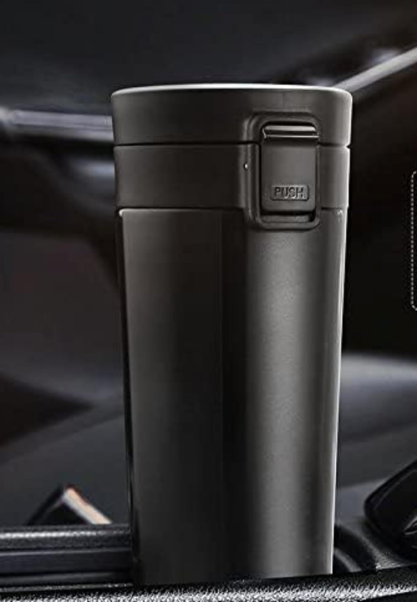 Stealth Coffee Mug 400 ML Midnight Black Vaccum Isulated Stainless Steel Tea Coffee Mug Thermos Flask Travel Mug | Tumbler with Flip Lid Mesh Filter Hot and Cold