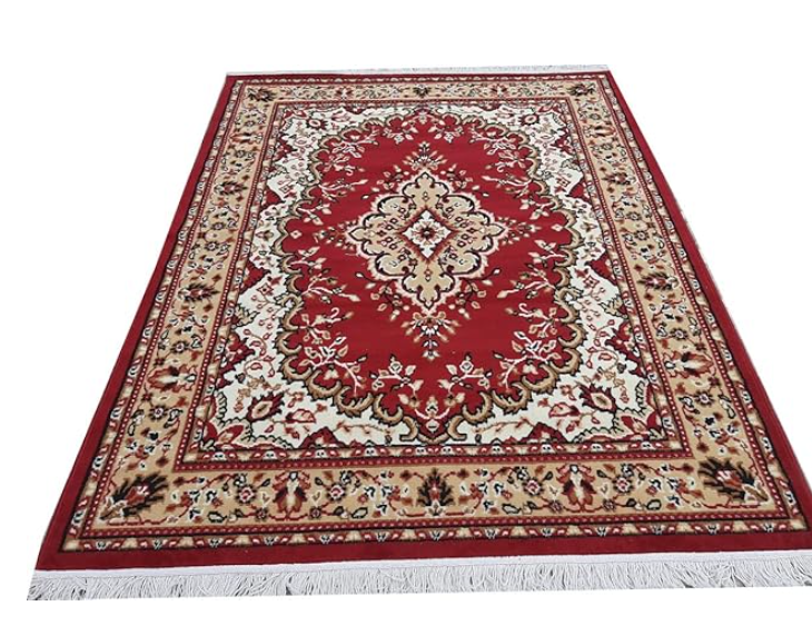 Fashion Priya Kashmiri Traditional Silk Carpet - Persian Design, Luxurious Handmade Home Decor Carpet (5x7 ft, Maroon)