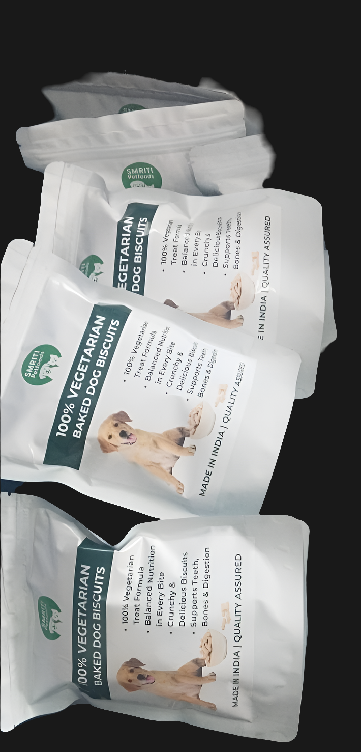 SMRITI Petfoods 100% Vegetarian Baked Dog Biscuits – Healthy, Crunchy Treats for Dental Cleanliness & Digestion, Enriched with Vitamins & Minerals – Natural | 250g | Made in India