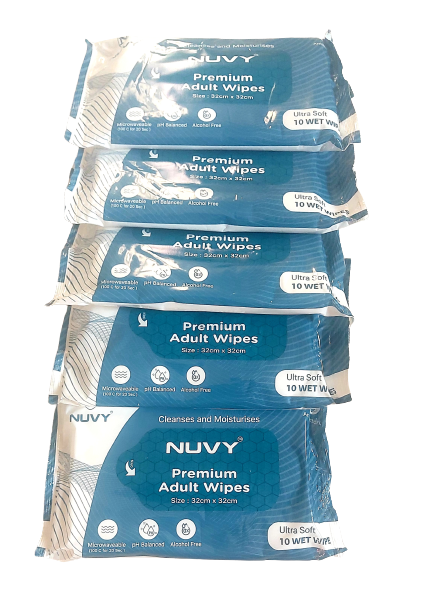 NUVY Hygiene Bed Bath 32 cm *32 cm Big Wet Wipes For Adults, Patients & Baby Wet Wipes & Refreshing Sponge Bath (10 Pulls/Pack) (Pack of 5 Means 50 WIPES)