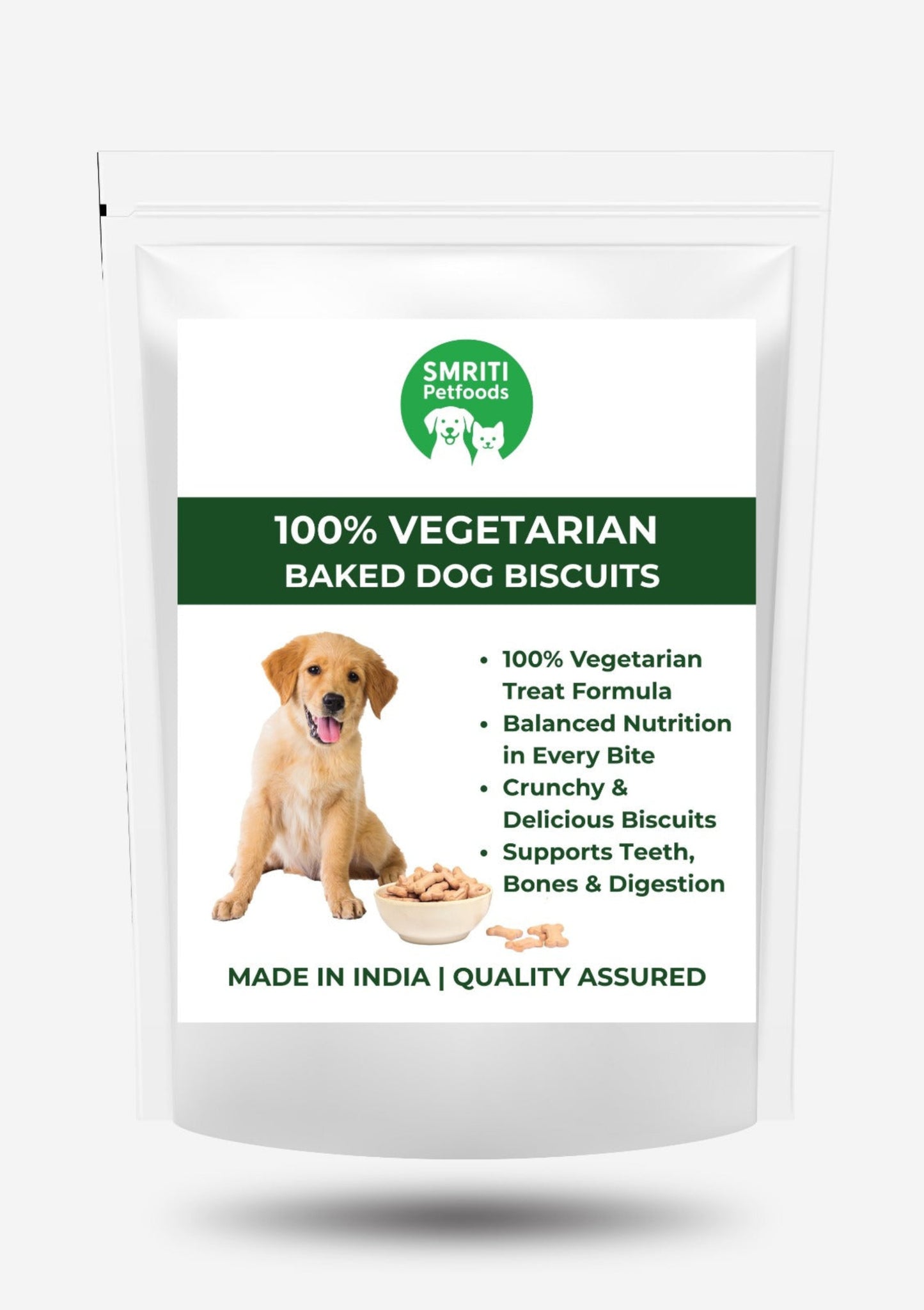 SMRITI Petfoods 100% Vegetarian Baked Dog Biscuits – Healthy, Crunchy Treats for Dental Cleanliness & Digestion, Enriched with Vitamins & Minerals – Natural | 250g | Made in India