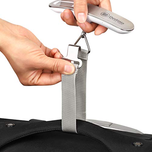 Metal Luggage Weighing Scale for Flights, Travel, Home, Shop, Gas Cylinder; Portable, Hanging Weight Machine for Bags and Baggage (Steel_Destinio-Scale) 50kg, Steel and White