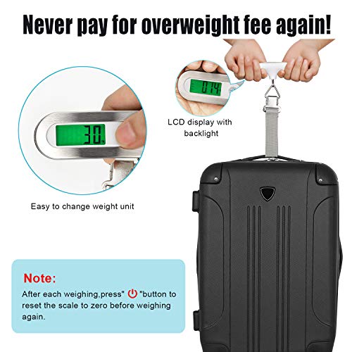 Metal Luggage Weighing Scale for Flights, Travel, Home, Shop, Gas Cylinder; Portable, Hanging Weight Machine for Bags and Baggage (Steel_Destinio-Scale) 50kg, Steel and White
