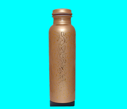 Handcrafted Engraved Copper Bottle Gift Set – Pure Copper Water Bottle with 2 Copper Glasses in Velvet Box | Ayurvedic Wellness & Luxury Gift