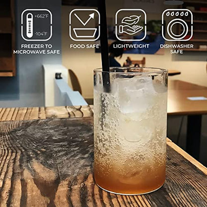 Borosilcate Transparent Water Glass/Cold Drink Tumbler/ Beer Glass/Juice Glass Set of 6 Pcs (350 ML each) Flame Proof Glasses, Microwave & Dishwasher Safe