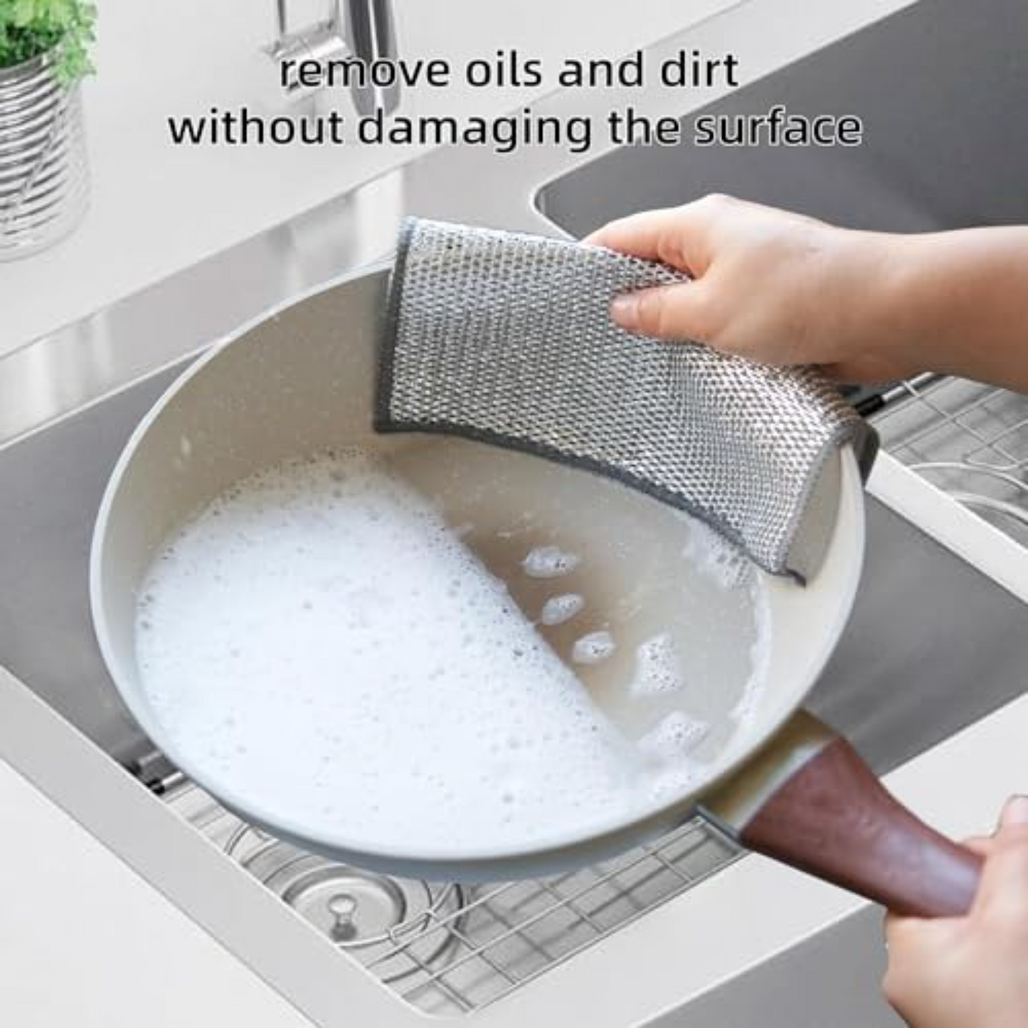 FP 3-Pack Non Scratch Dish wash Cloths for Kitchen & Free Cleanning Brush | Scrubber Dish Cloth for Utensils | Reusable Mesh Wire Cloth for Kitchen | Metal Wire Cleaning Cloth | 8x8 Inch