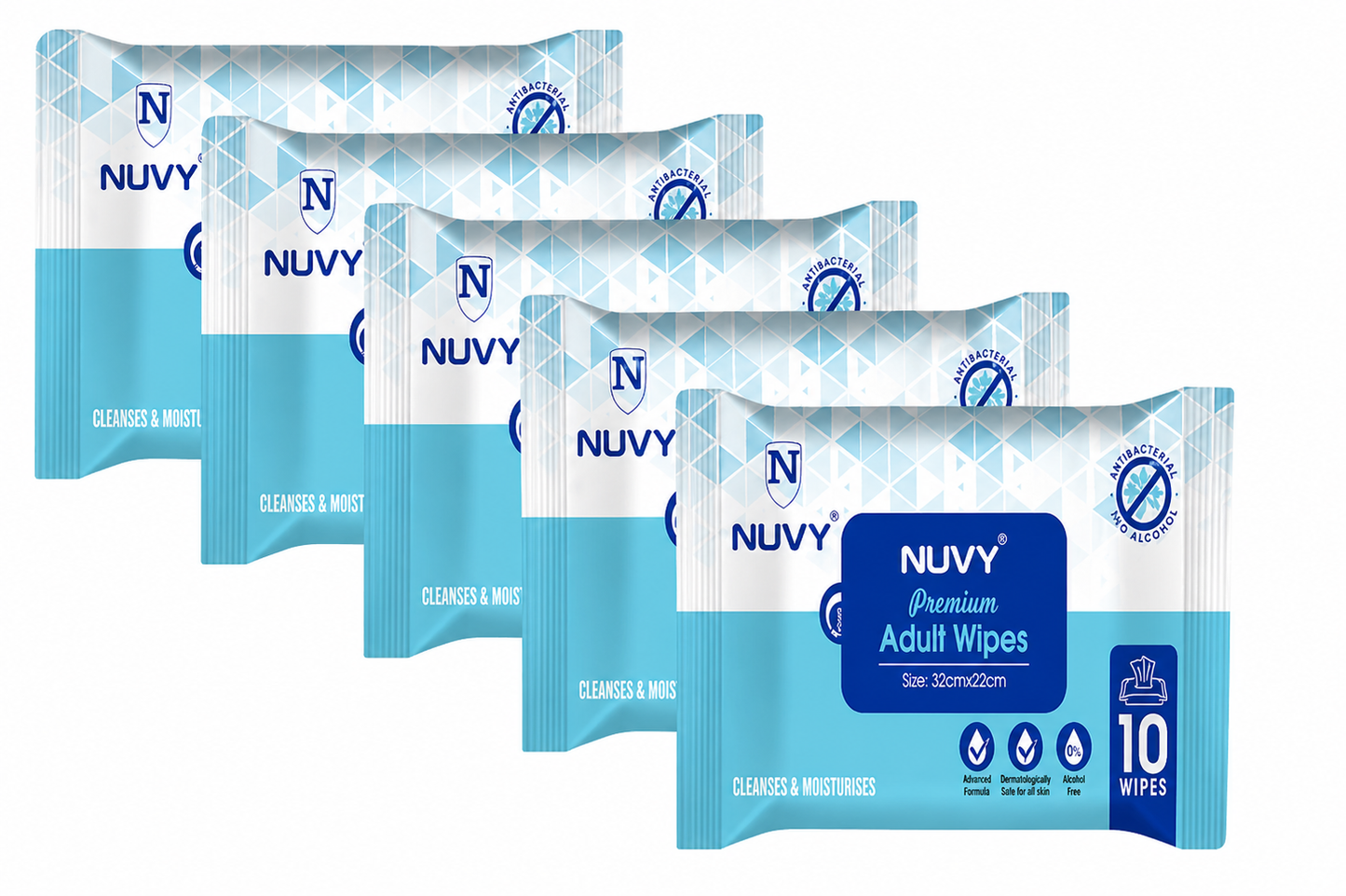 NUVY  Hygiene Bed Bath 32 cm *32 cm  Big Wet Wipes For Adults, Patients & Baby Wet Wipes & Refreshing Sponge Bath (10 Pulls/Pack) (Pack of 5 Means 50 WIPES)