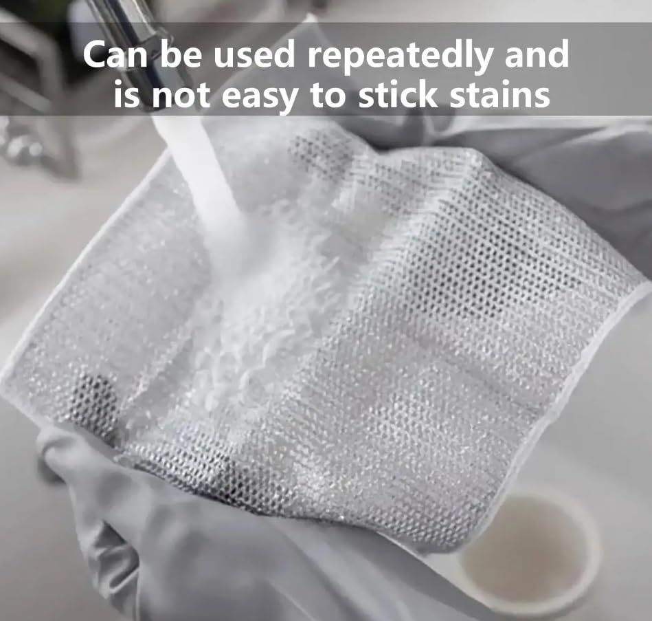FP 3-Pack Non Scratch Dish wash Cloths for Kitchen & Free Cleanning Brush | Scrubber Dish Cloth for Utensils | Reusable Mesh Wire Cloth for Kitchen | Metal Wire Cleaning Cloth | 8x8 Inch