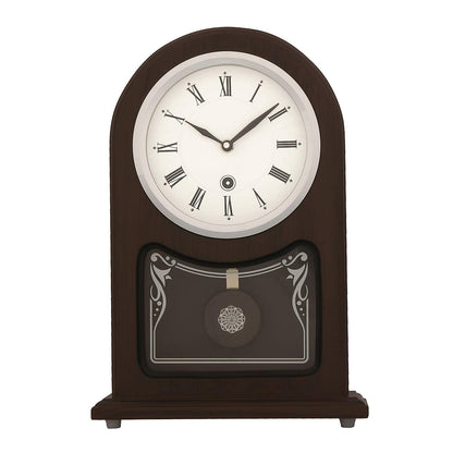 Decorative Vertical Wooden Analog Pendulum Home Decor Roman Figure Table/Desk Clock with Sweep Movement (Size: 23 x 8 x 33.5 CM | Weight: 1240 grm | Color: Rosewood)