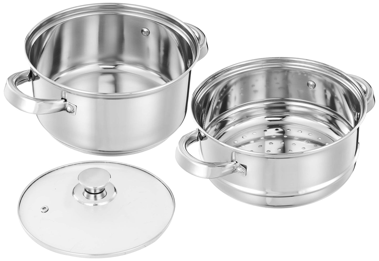 Stainless Steel Induction Bottom Steamer/Modak/Momo Maker with Glass Lid (2 litres)
