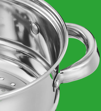 Stainless Steel Induction Bottom Steamer/Modak/Momo Maker with Glass Lid (2 litres)