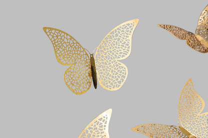 Xtore® 12pcs 3D Home Decor Butterfly with Sticking Pad (Shimmer Golden, Set of 12)