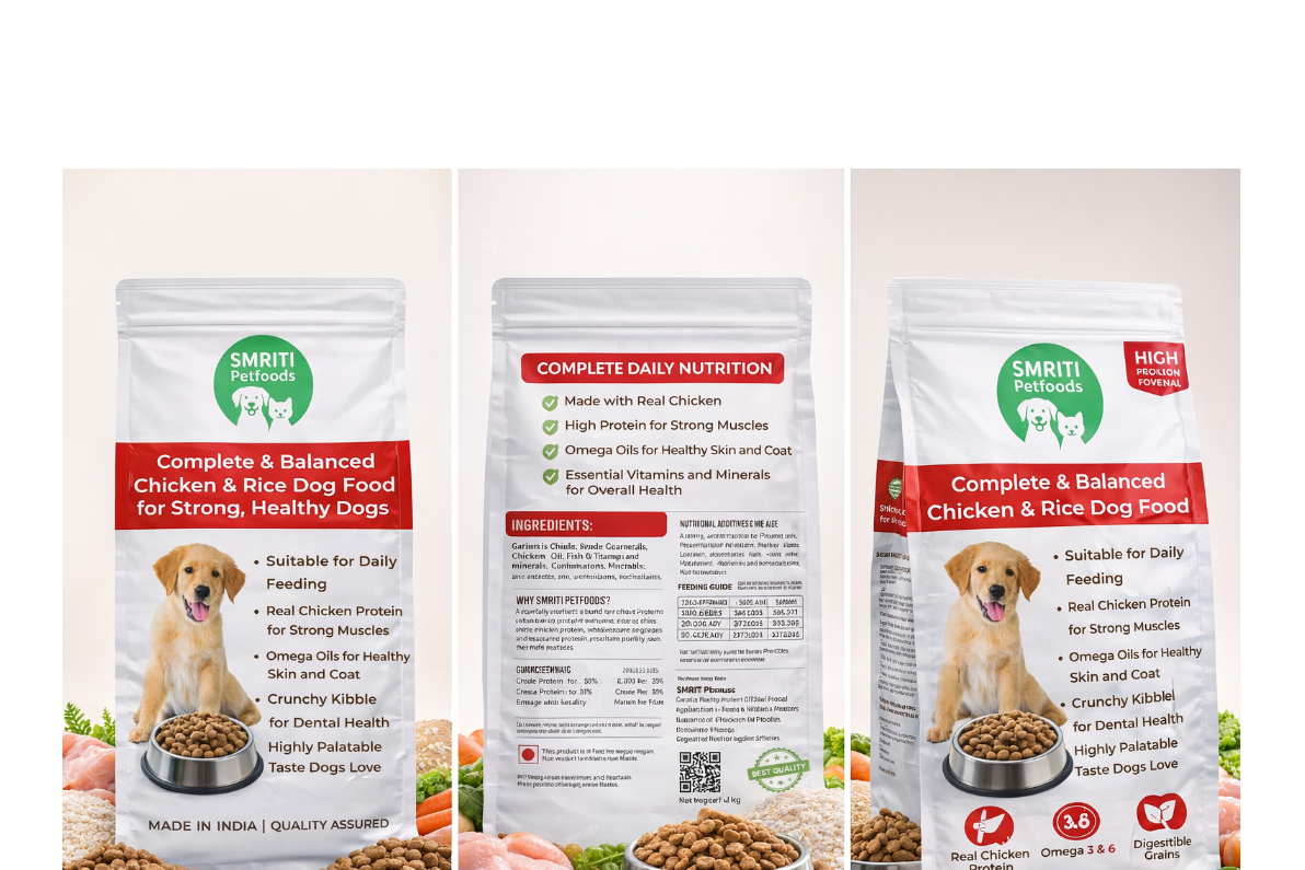 Complete & Balanced Chicken & Rice Dog Food for Strong, Healthy Dogs | SMRITI Petfoods | 1 kg