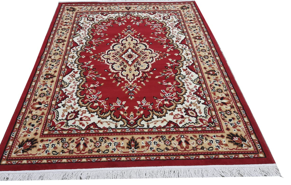 Fashion Priya Kashmiri Traditional Silk Carpet - Persian Design, Luxurious Handmade Home Decor Carpet (5x7 ft, Maroon)