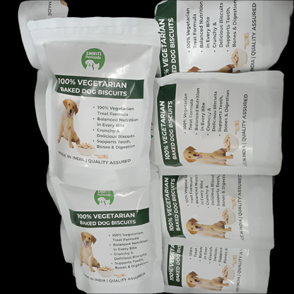 SMRITI Petfoods 100% Vegetarian Baked Dog Biscuits – Healthy, Crunchy Treats for Dental Cleanliness & Digestion, Enriched with Vitamins & Minerals – Natural | 250g | Made in India