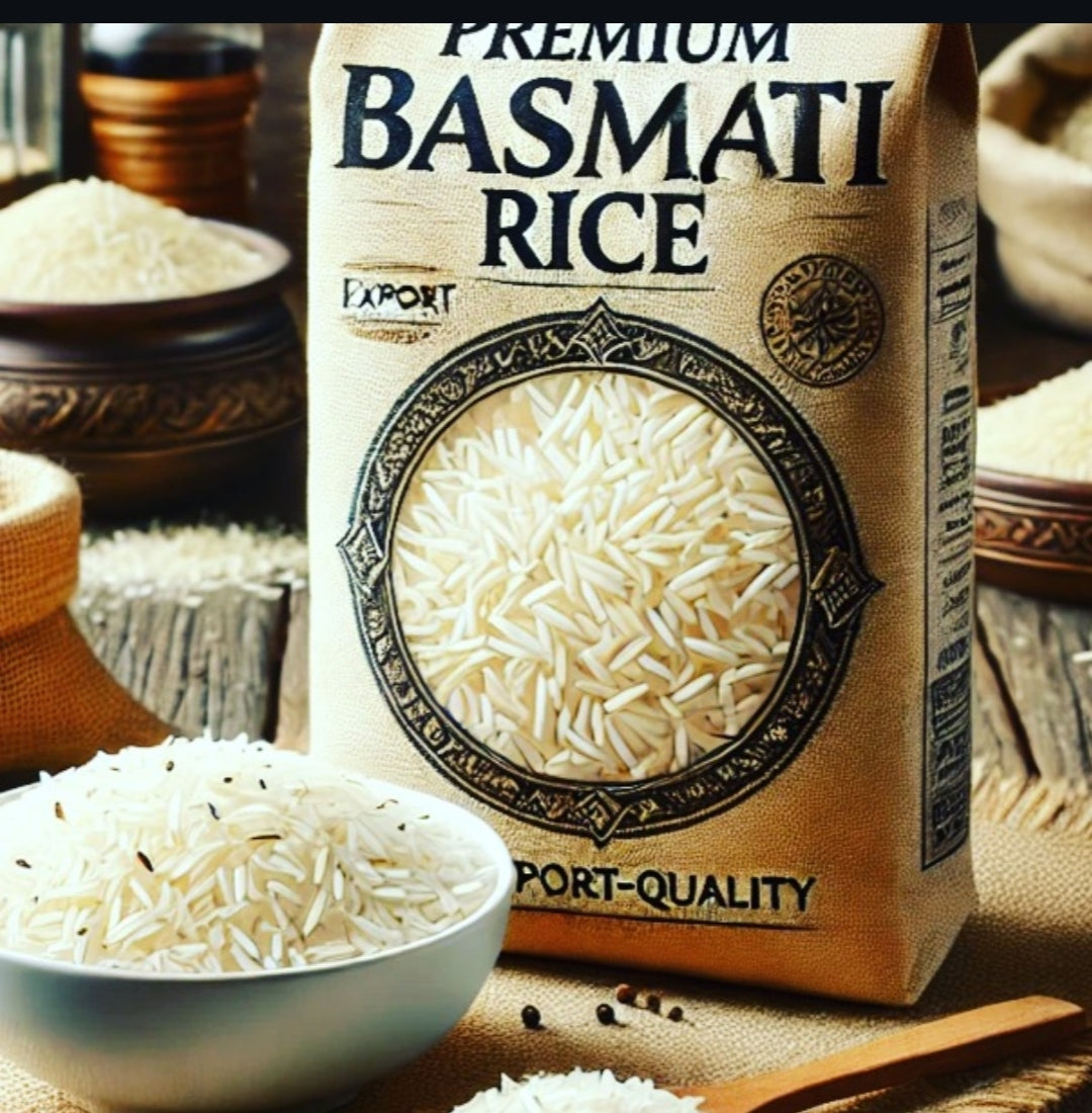 Smriti Food Premium Basmati Rice – Long Grain, Aged for Rich Aroma & Fluffy Texture | 50kg Export Pack