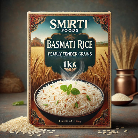 Smriti Foods Basmati Rice, Pearly Tender Grains, 1kg - The Finest Basmati for Perfect Pulav