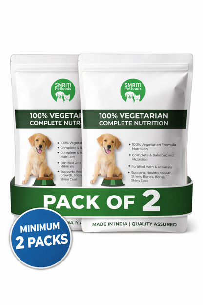 SMRITI Petfoods NEW 100% Vegetarian Dog Food – Protein-Rich, Natural Ingredients, Complete Nutrition for All Breeds & Ages 250 g