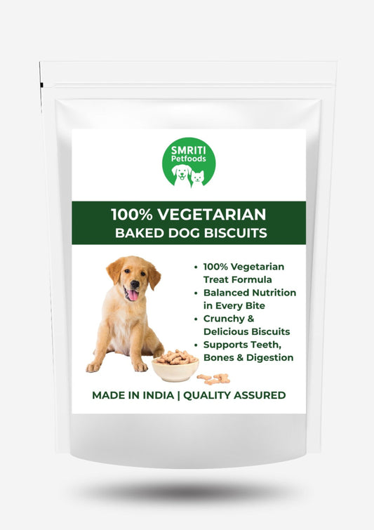 SMRITI Petfoods 100% Vegetarian Baked Dog Biscuits – Healthy, Crunchy Treats for Dental Cleanliness & Digestion, Enriched with Vitamins & Minerals – Natural | 250g | Made in India