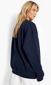 LEOTUDE Women's Loop Knit Round Neck Sweatshirt (GRLW11_NVYSTR_P_Navy_S)