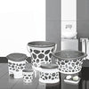 MILTON Duplex Spa 6 Round Plastic Printed Bathroom Set, Set of 6, Grey