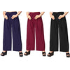 ANTI WRINKLE DESIGNER Multicolored Crepe Casual Palazzo for Women Combo Pack of 3 (Size 30 to 52 Waist)