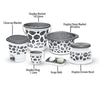 MILTON Duplex Spa 6 Round Plastic Printed Bathroom Set, Set of 6, Grey