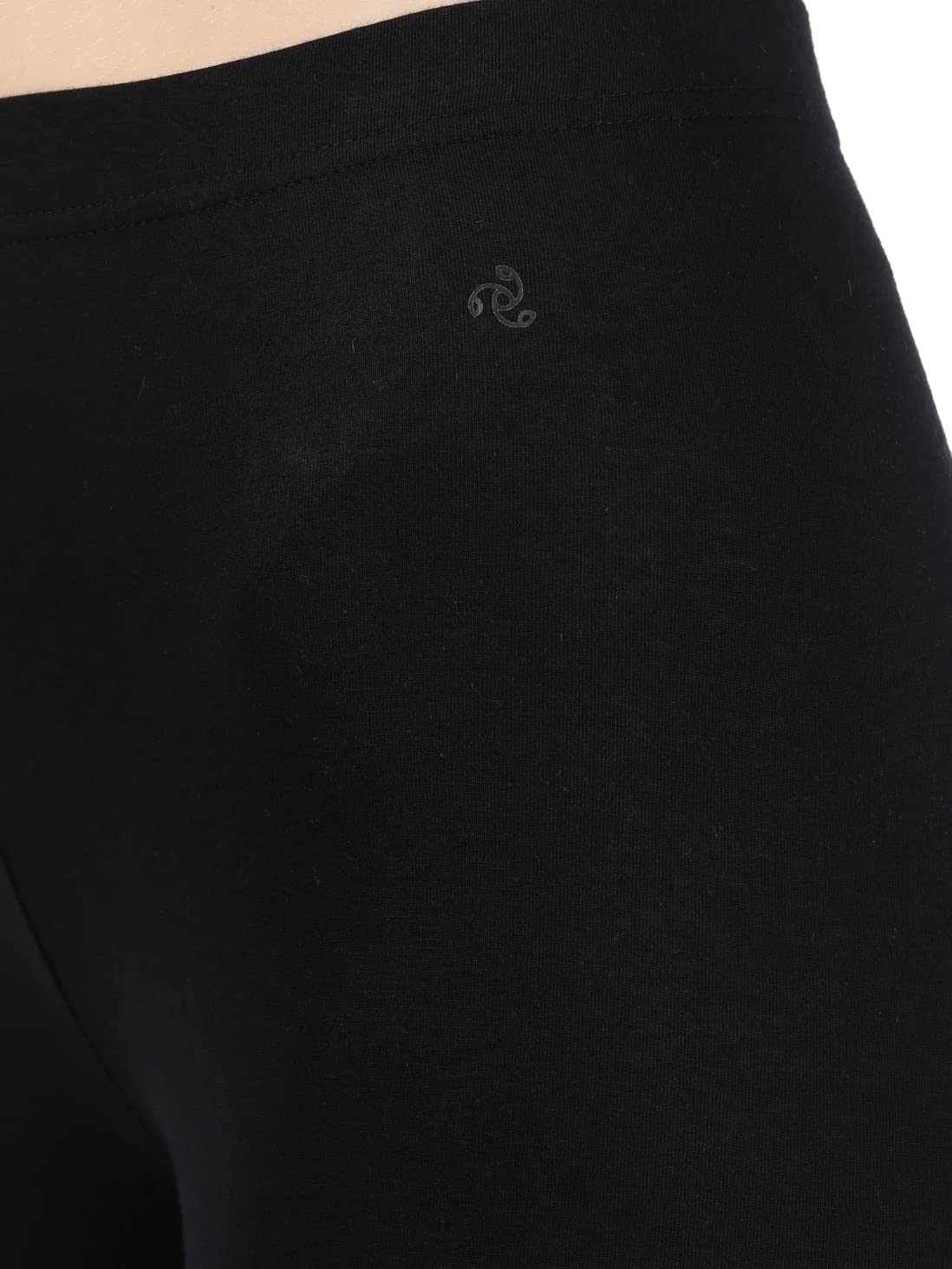Women's Slim Fit Cotton Blend Leggings With Concealed Elastic Band (AW87_Black_S_Off White_S)